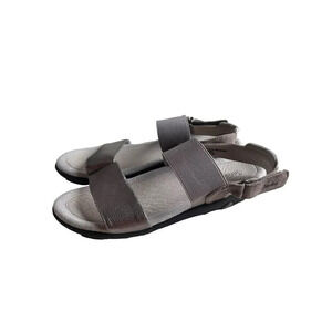 Jambu Ivy Gray Silver Leather Banded Footbed Slingback Sandals Women's 9M